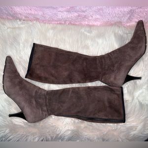 Prada Camoscio Mint Brown Suede Pointy Toe Boot Kitten Heel 6.5  EUR 36 1/2